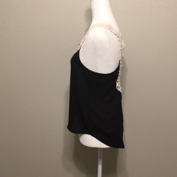 Black sheer top with cream knitted racer back - Picture 3 of 5